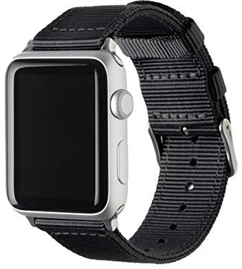 Archer Watch Straps - Premium Nylon Uhrenarmbänder für Apple Watch (Schwarz/Edelstahl, 40/41/42mm)