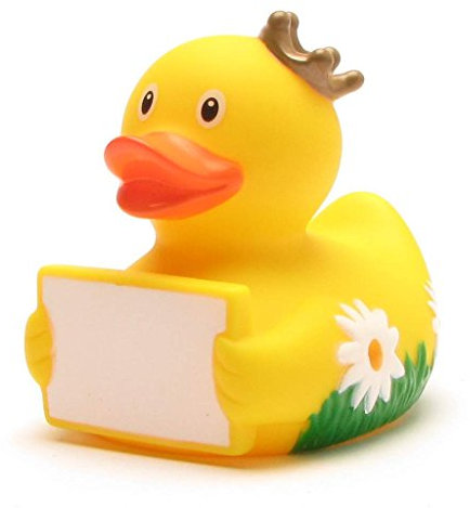 Badeente König mit Grußschild I Quietscheente I inkl. Badeenten-Schlüsselanhänger im Set