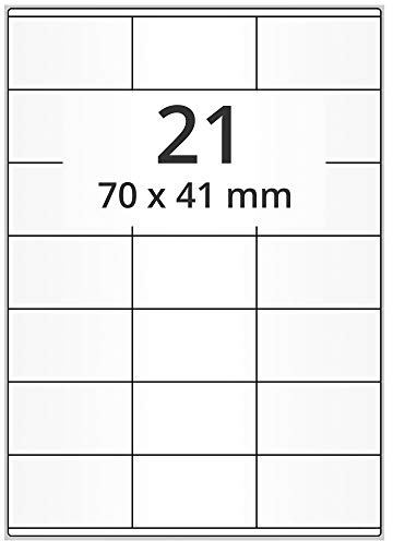 Laser-Etiketten auf A4 Bogen, weiß - 70 x 41 mm - 10.500 Papier Aufkleber auf 500 Blatt, selbstklebende Universal Klebeetiketten