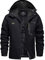 EKLENTSON Herren Winterjacke Skijacke Gefütterte Warme Wanderjacke Schnee Jacke mit Kapuze, (Schwarz, S)