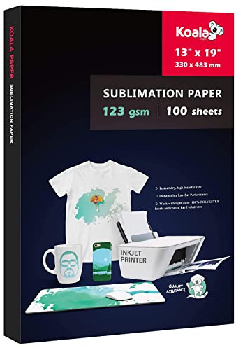Koala Sublimationspapier, 33 x 48 cm, 100 Blatt für DIY-Handyhüllen, Becher | Kompatibel mit Tintenstrahl-Sublimationsdruckern und Sublimationstinte, 123 g