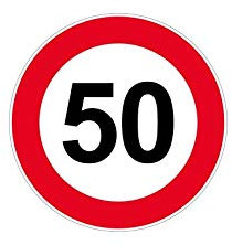Autocollant Sticker signalisation Plaque Porte Panneau limitation Vitesse 50