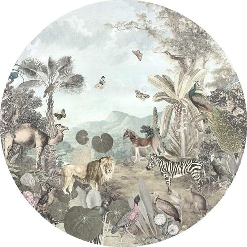 Komar Dot D1-028 Utopia Papier peint photo non tissé rond et autocollant Motif jungle Ø 125 cm