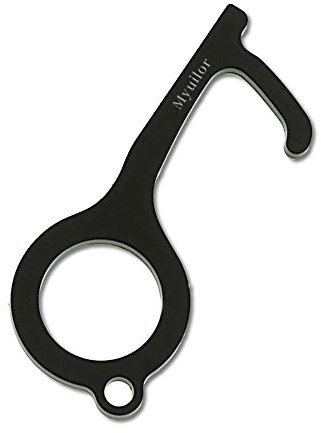 Myuilor Door Opener Tool - No Touch Tool Handheld EDC Keychain Tool –Closer Contactless Safety Door Opener Smart Key Tool for Infected Surfaces, Touchscreens, Handles, Buttons (Black 1Pcs)