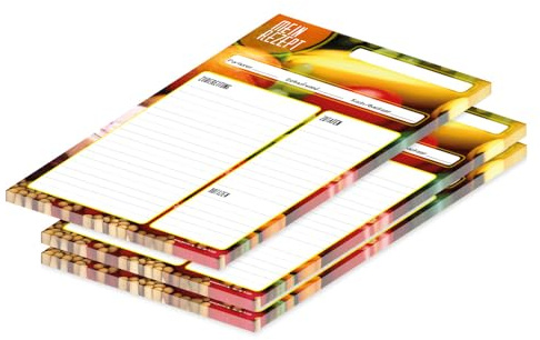 PRICARO Rezeptblock Bunte Zutaten, A4, 25 Blatt, 3 Stück
