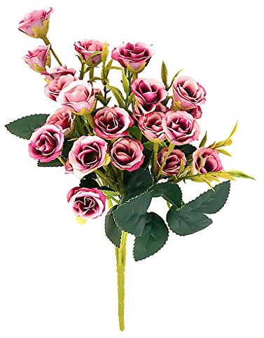 DUO ER 2 STÜCKE 25 Köpfe Gefälschte Pfingstrose Hortensie Künstliche Blumen Blumenstrauß Seide Blühende Braut Hand Blume Rosen Hochzeit Mittelstücke Dekor 32 cm (Farbe : Fuchsia)
