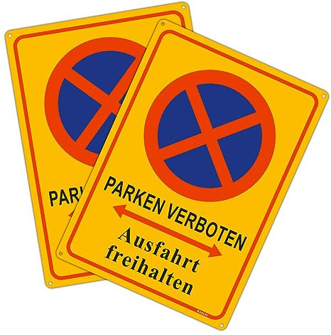 Andchi 2 pezzi Parcheggio Vietato Targa in alluminio Metallo, Segnale stradale, Impermeabile e Antiruggine 20 x 30 cm