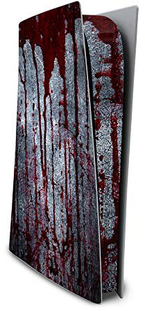 Finest Folia Schutzfolie kompatibel mit PS5 Disc Edition Design Cover Vinyl | Sticker Blutspritzer Zubehör Folie für Spielekonsole Gehäuse Aufkleber Hülle als Kratzschutz Schutz Sticker
