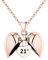 21st Necklace Rose Gold plated 925 Sterling Silver 21 Happy Birthday Heart Charm Pendant with 20 Classic Cable Link Chain Gift for Women Her Girls Daughter Sister