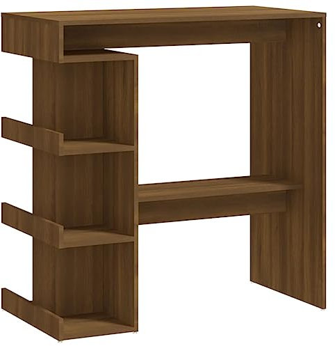 vidaXL Bartisch mit Regal Bartresen Stehtisch Tresentisch Bistrotisch Küchentisch Loungetisch Tisch Braun Eiche-Optik 100x50x101,5cm Holzwerkstoff
