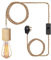 Wood Pendant Light Cord Kit with Switch, 15FT Vintage Industrial Hanging Light Plug in Pendant Lamp Cord with Twisted Nylon Rope E26 E27 Socket for Farmhouse Home DIY [Energy Class A+++]