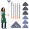 Your's Bath Trapeador de limpieza triangular giratorio de 360 grados de microfibra ajustable de microfibra extensible con mango largo limpiador de pared para limpieza de suelo, techo, ventana y pared