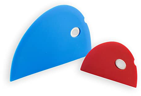 Messermeister Silicone Bowl Scraper Set - Large Blue & Small Red Scrapers - Frosts, Portions, Lifts & Transfers - Easy to Clean & Flexible Precision Edge