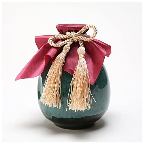 Hip Flask 500ml Sake Distribution Wine Pot Liquor Warmer Household Ceramic Bottle Barware Flagon Small Stoup Single Pot With Cork Hip Flasks For Women (Size : Ink dots) (Green)