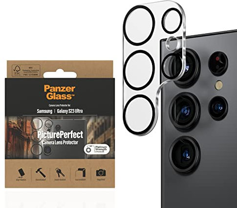 PanzerGlass™ PicturePerfect™ Pellicola di protezione dell'obiettivo per Samsung Galaxy S23 Ultra - Copertura completa della fotocamera, protezione della fotocamera in vetro temperato