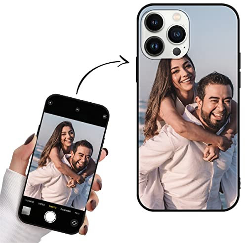 Yoedge Personalisierte Handyhülle für Apple iPhone 13 Pro Max Hülle Selbst Gestalten mit Eigenem Foto Bild Text Personalisiert Case Individuelle Schutzhülle Schwarz Cover für iPhone 13 Pro Max 6,7