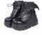 Ulalaza Dark Bat Wing Stivaletti per Donna Zeppa Chunky con Piattaforma Sassy Stivale Punta Rotonda Allacciatura Cerniera Laterale Tacco Alto Stivale Donna Tessuto Elasticizzato Morbido Delicato