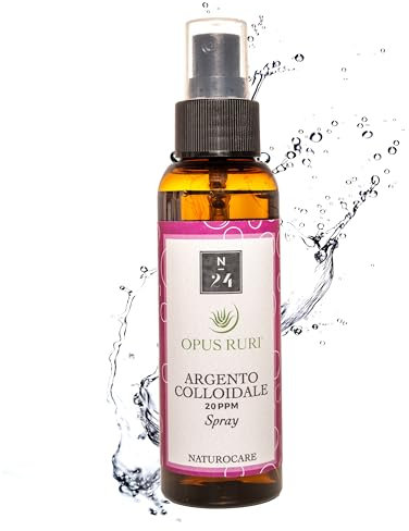 OPUS RURI Argento Colloidale Puro - 20 ppm Spray 100 ml - Lenitivo e Riequilibrante, Favorisce la Protezione Naturale della Pelle. Adatto per Uomini, Donne, Bambini e Cani - Made in Italy