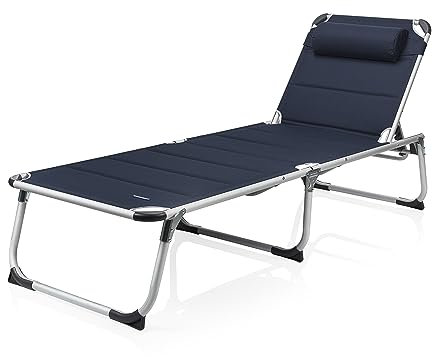 Campart Rome Lounger, Polyester, Blue, Unique