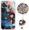 Demon -Slayer Hülle für iPhone 13 Anime Handyhülle [Mit Schlüsselbund und 50pcs Aufkleber] Cartoons Transparent Silikon Case Hülle für iPhone 13