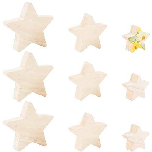 OLYCRAFT 9 Stück Unlackierte Holzklötze In 3 Größen Stern Holztablett Teller Unlackierte Leere Holzausschnitte Holzdekorationen Für Heim Und Küchendekoration DIY Kunsthandwerk