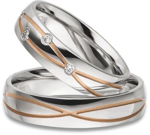 Kolibri Rings Eheringe Silber 925 Vergoldet 4 Zirkonia Steine Set - Gratis Gravur und Etui