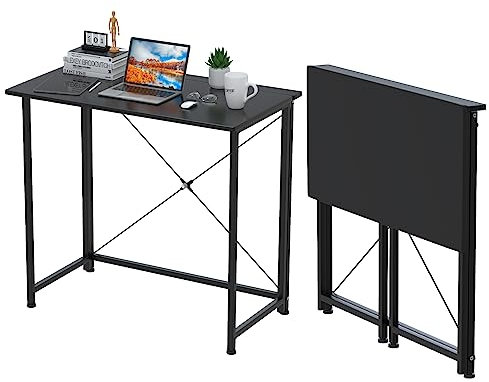 PIPIPOXER Schreibtisch Computertisch 80x45x75cm, Klappbarer Computertisch, PC Tisch Computertisch, Bürotisch Schreibtisch Holz Officetisch fürs Büro, Home, Stabil Laptop-Tisch Arbeitstisch, Schwarz