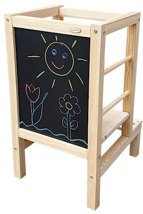 Create for you® - Lernturm Holz, Küchenhelfer für Kinder, Tritthocker Kinder, Trittschemel, Learning Tower, Höhenverstellbar, Massives Kiefernholz, Leicht und Mobil - 45x56x80 cm