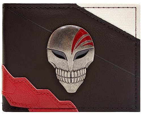 Bleach Ichigo Kurosaki Hollow Mask Metal Emblem Wallet Bi-Fold ID & Card Holder, Black