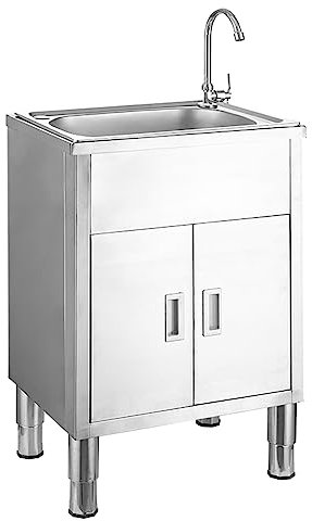 TRGCJGH Meuble Salle de Bain sous lavabo, Ensemble évier + meuble de base, Meuble lavabo à buanderie En Inox (48x35cm (19x14in))