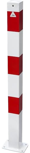 kaiserkraft | Absperrpfosten | 70 x 70 mm, ortsfest, zum Aufdübeln, ohne Öse, weiß/rot