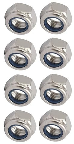 MACHSWON Hex Lock Nuts for Machinery Industry Home Appliances Nylon Insert Self-Locking Nuts Stainless Steel Anti-Loose Locknuts M12 x 1.25mm 8pcs