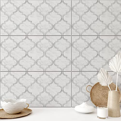 Tile Stickers Grey Water Hyacinth Stick on Tiles PVC Self Adhesive Wall Tiles Durable Peel and Stick Floor Tiles Stick on Wall Tiles Water Proof Tile Stickers for Bathroom Kitchen 30x15cm/24