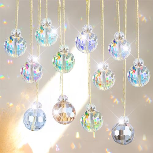 DAZZTIME Atrapasueños de Cristal,Atrapasoles Cristal Colgante,Cristal Arcoíris,Carrillon de Viento Exterior,Bola de Cristal,para Colgar en Casa Oficina Jardín Decoración en Hogar