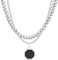 TempBeau Halskette Herren Schwarz Edelstahl : 2pcs Geometrisch Kette für Männer 5mm-50cm Panzerkette + 3mm-60cm Perlenkette HerrenKette Schmuck Geschenk für Freund Papa Sohn Bruder