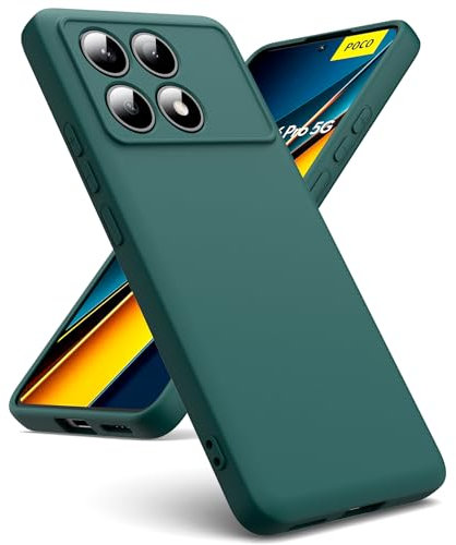 Oududianzi - Funda Compatible con Xiaomi Poco X6 Pro 5G [Carcasa de Silicona Líquida][Interior de Microfibra] Carcasa Antigolpes Protección Gel Ultra Suave Funda Poco X6 Pro 5G - Verde Noche