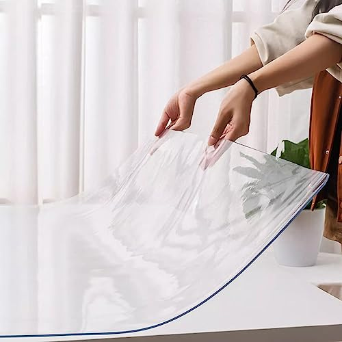 Zhaomi Película Protectora De Mesa De PVC Transparente, Mantel Transparente con Borde Biselado Impermeable E Inodoro De 0,8 Mm, Funda De Mantel Transparente, Adecuada para Mesas (80x120cm/31x47in)