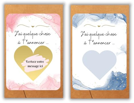 EVTI 2 Cartes à gratter annonce DIY, Annonce grossesse grand-parents/papa/tata, tu vas être papa/papy/mamie/tata/tonton