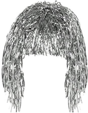 fxwtich Festliche Atmosphäre Perücke Dekoration Erwachsene Metallic Cosplay Supplies Disco Folie Lametta Glänzende Party für Silber