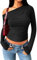 Navneet Women Off The Shoulder Tops Sexy One Shoulder Top Y2k Long Sleeve Bardot Tops Going Out Basic Tops Black M