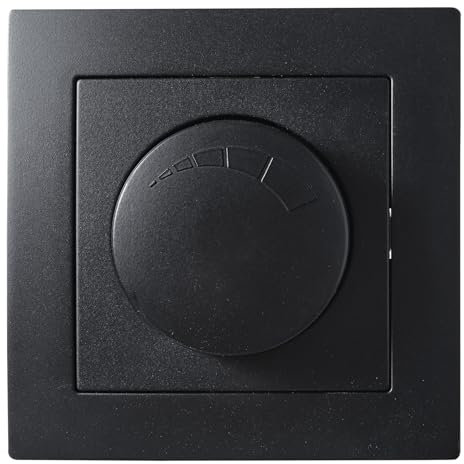 McPower LED Dimmer drehbar für elektronische Trafos | FLAIR | 250V / 300W inklusive 1-fach Rahmen, Memory-Funktion, matt Schwarz
