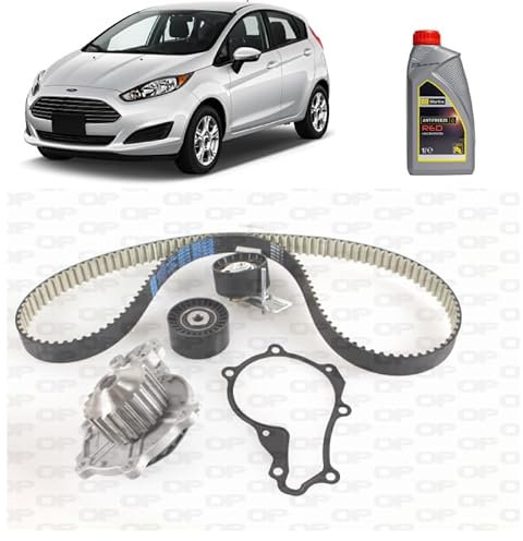OP Kit di distribuzione per Ford Fiesta VI 1.4 TDCi gasolio 2008+ con cinghia dentata, tenditore, pompa acqua e antigelo