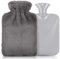 Hot Water Bottle with Plush Cover, 2L Hot Water Bag for Menstrual Cramps, Neck and Shoulder Pain Relief, Hot and Cold Compress, Hand Feet Warmer（Gray）