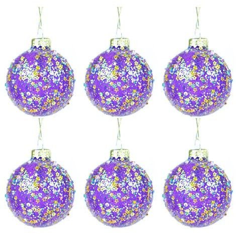 Marooma 6 Stück Glas-Weihnachtsschmuck, Vorbespannte Weihnachtsbaumdekorationen, Weihnachtskugel-Ornamente, Hängende Weihnachtskugeln für die Weihnachtsbaum-Hausparty (A)