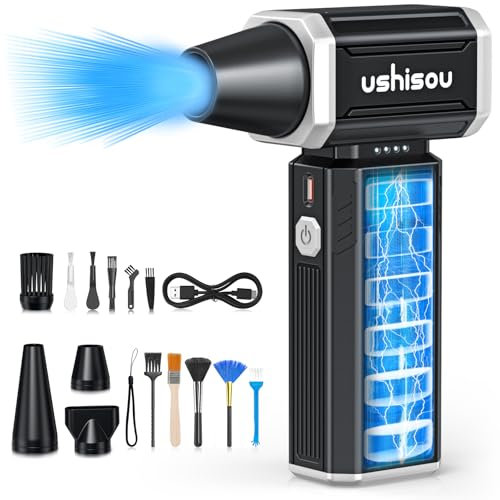Souffleur Air Comprimé PC Électrique: 150000 tr/min avec 7500mAh Batterie Souffleur Puissant de Poussière Jet Sec Souffleur Duster - Nettoyage de Claviers - Bombe Air Sec Air Comprimé Nettoyage PC