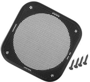 Partuto Universal 4 Car Speaker Grills Cover Mesh Square 4 Inch Audio Speaker Subwoofer Guard Protector Case with Mounting Screws ABS Black - Pack of 1 Replacement