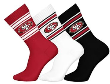 NFL SAN Francisco 49ERS 3pk Crew Socks - RED/WHT/BLK - 39/42
