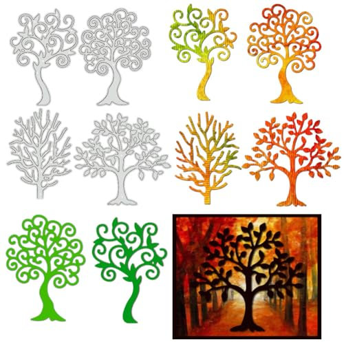 BENECREAT 4 pz Fustelle Ad Albero per La Realizzazione di Biglietti, Set di Fustelle In Metallo per Stencil, Modello per Goffratura In Acciaio Al Carbonio C Album Artigianato per Goffratura Decorativa