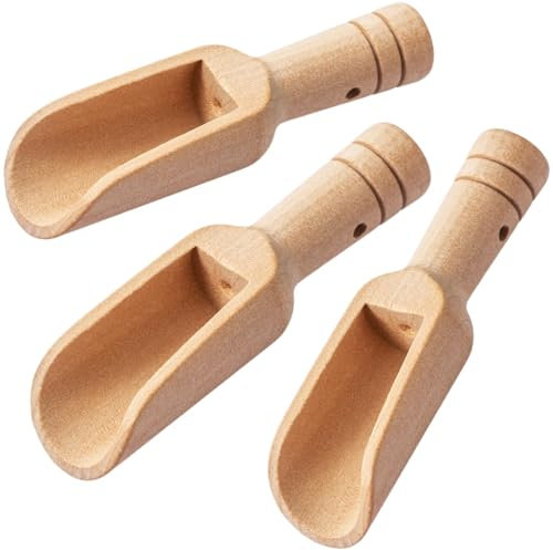 Small Wooden Scoop Set 3pcs - Multipurpose Wooden Spoons - Wood Salt and Spice Scoops - Rustic Bath Salt Scoop - Wooden Seed Scoop Ice Cream Scoop, Shovel Spoon