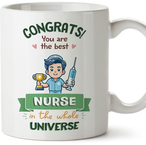 MUGFFINS Nurse Man Mug - in English - Best in Universe Trophy - Funny Gift for Colleagues - Ceramic 11oz Mug